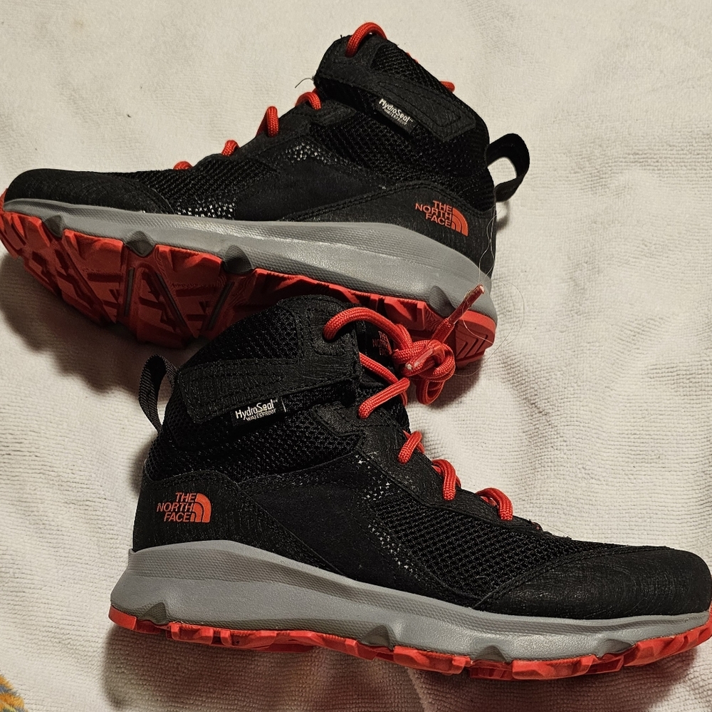 The North Face Kids Black and Red Waterproof Hiking Boots